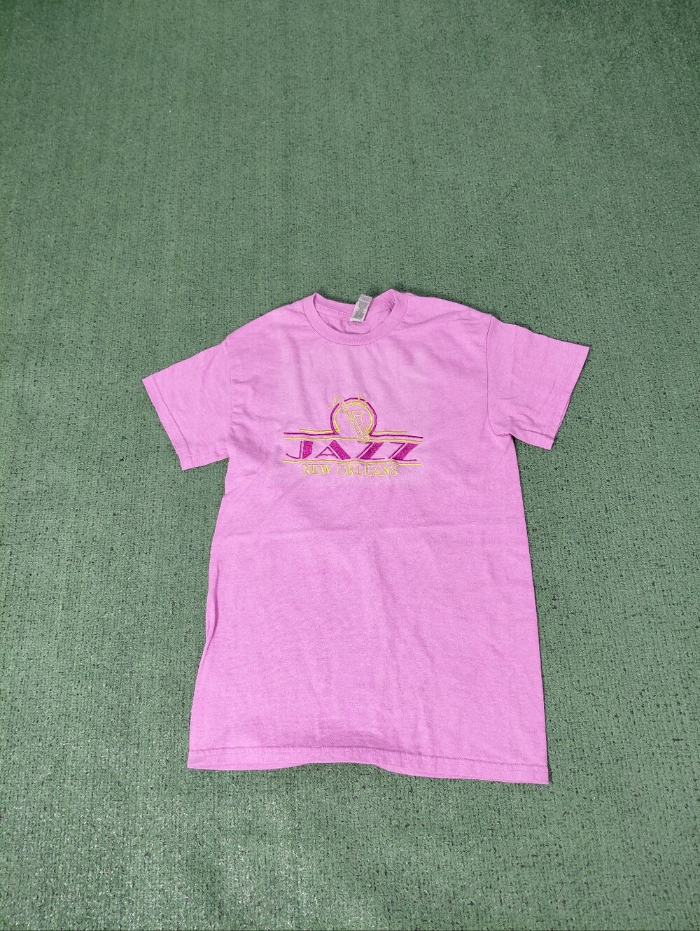 Jazz New Orleans Unisex Embroidered Music Tourist Pink T Shirt Sz Small